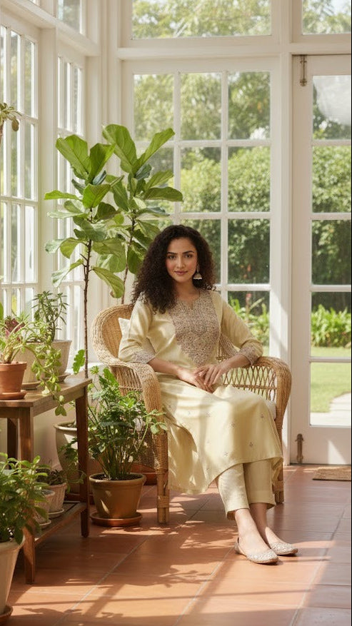 Cream Elegant Bloom Suit
