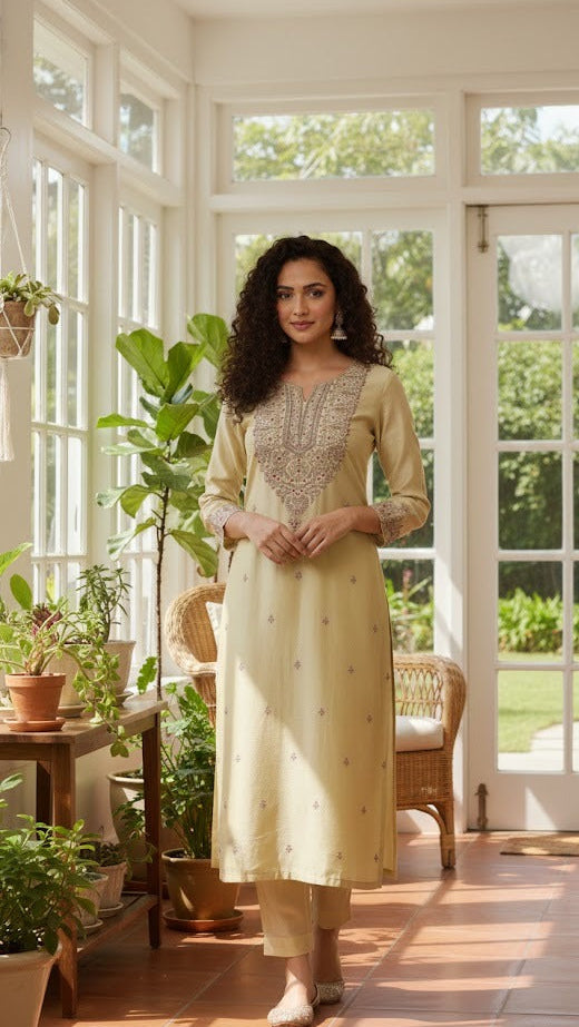 Cream Elegant Bloom Suit