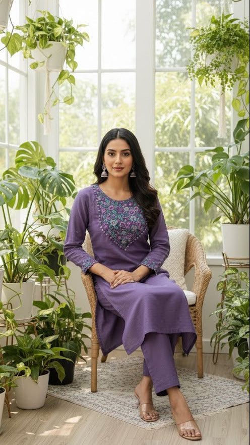 Lavender Teal Embroidered Suit