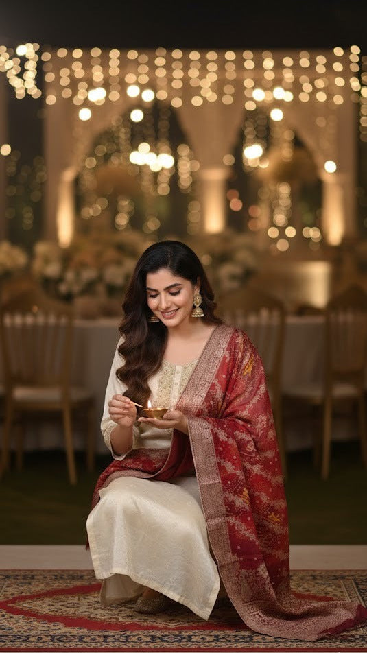Traditional Ivory-Ruby Suit