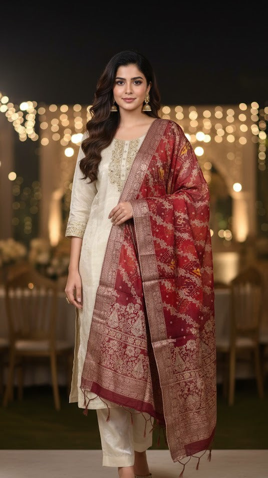 Traditional Ivory-Ruby Suit