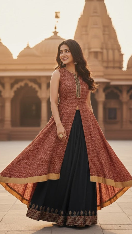 Kalamkari Front Slit Anarkali