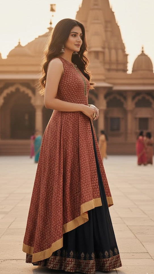 Kalamkari Front Slit Anarkali
