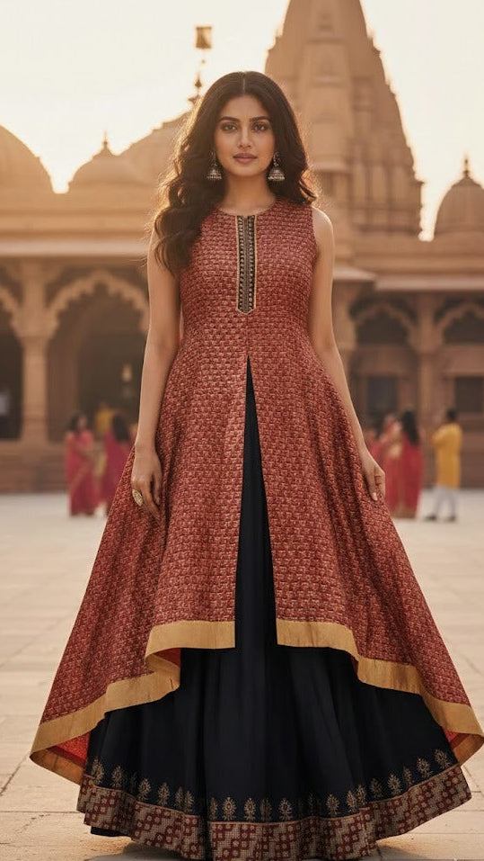 Kalamkari Front Slit Anarkali