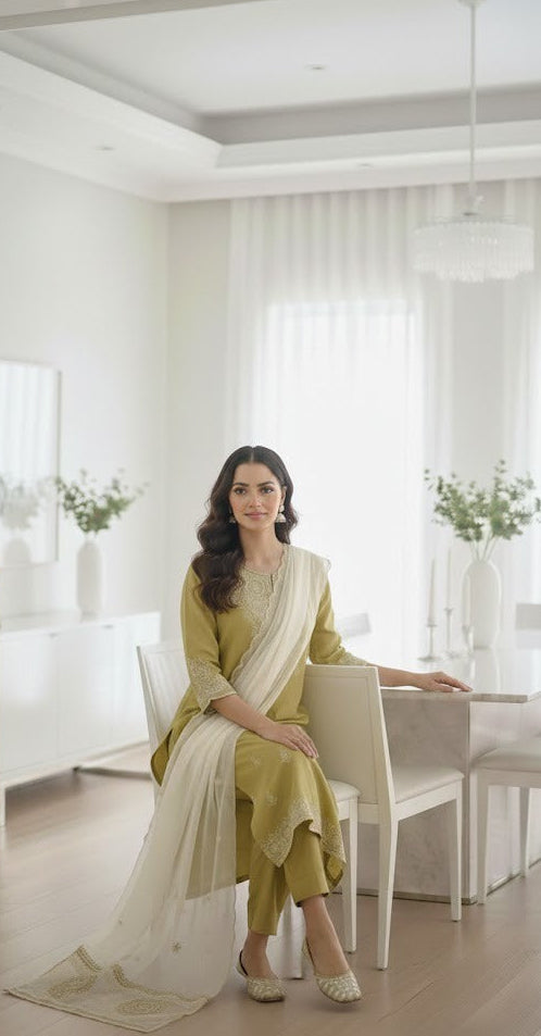 Olive Pearl Elegance Suit
