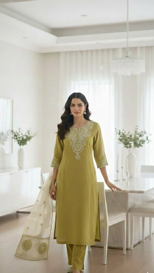 Olive Pearl Elegance Suit