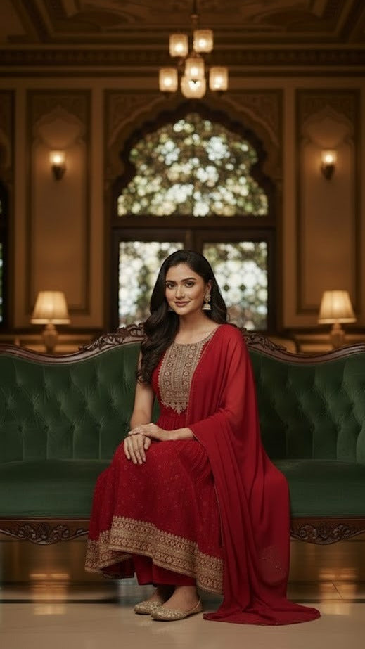 Maroon Nyra Cut Anarkali