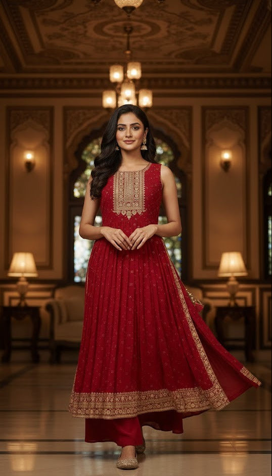 Maroon Nyra Cut Anarkali