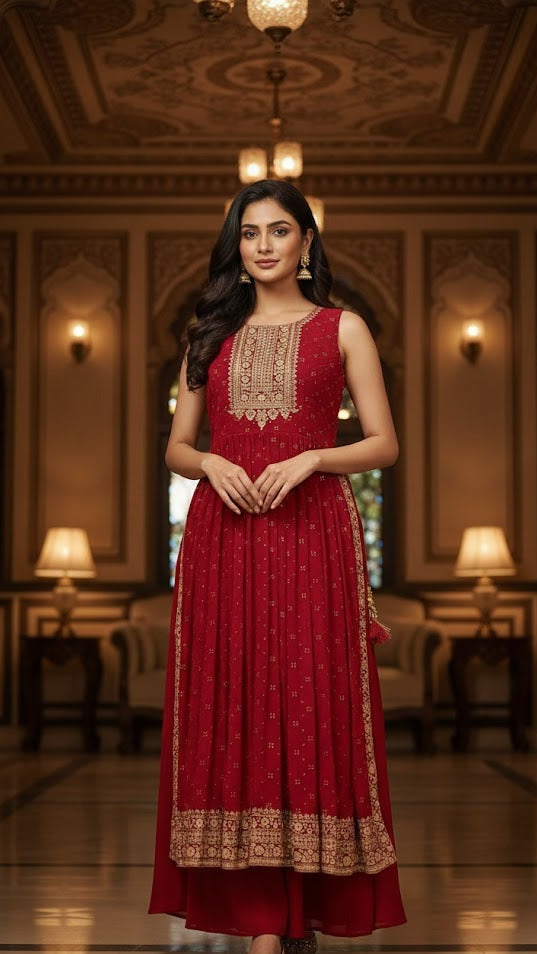 Maroon Nyra Cut Anarkali