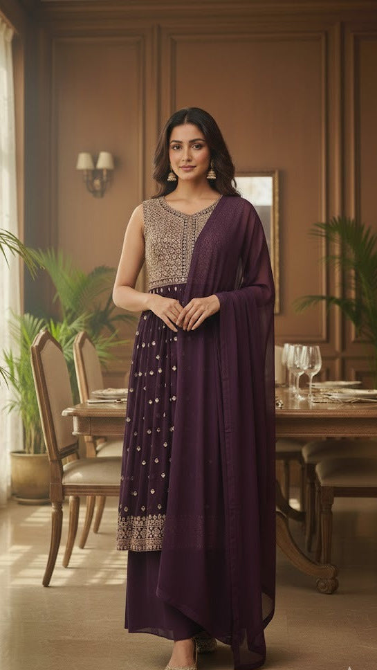 Wine Nyra Cut Anarkali
