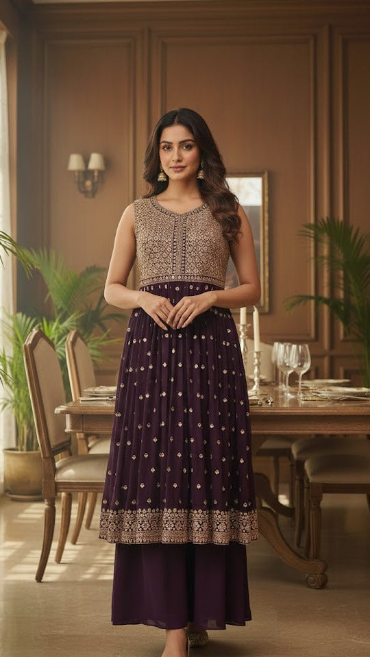 Wine Nyra Cut Anarkali