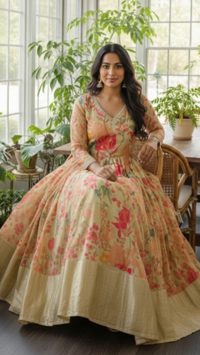 Sage Green Floral Gown