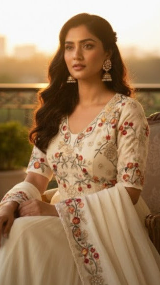 White Pearl & Flower Gown