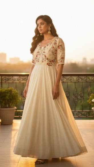 White Pearl & Flower Gown
