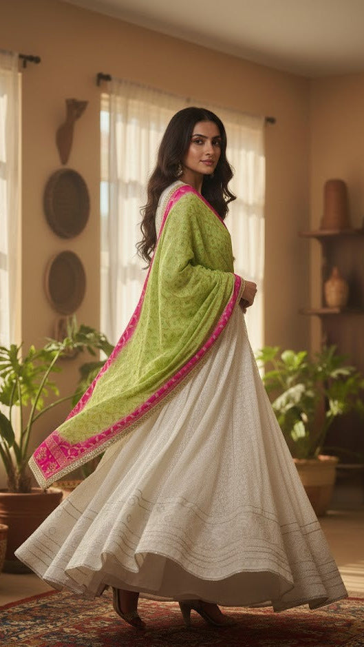 White Chikankari Gown
