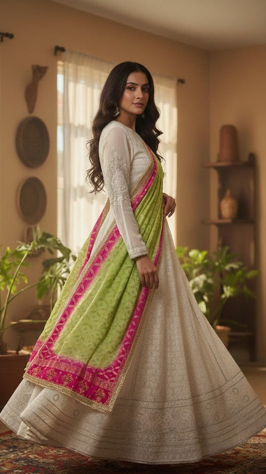 White Chikankari Gown