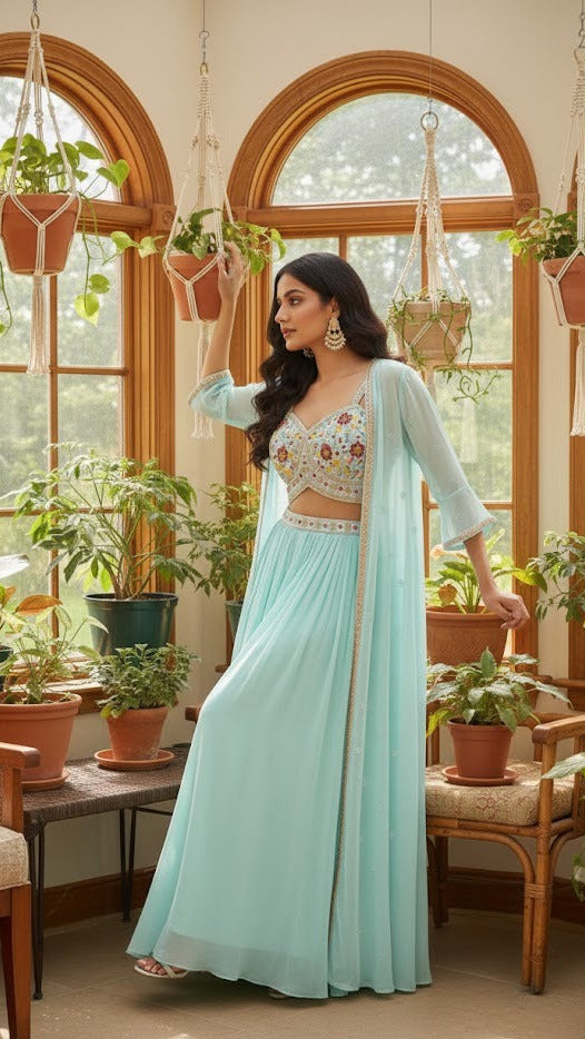 Sky Blue Croptop Sharara