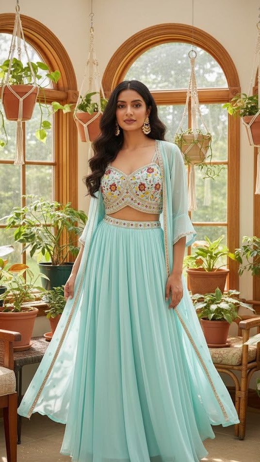 Sky Blue Croptop Sharara