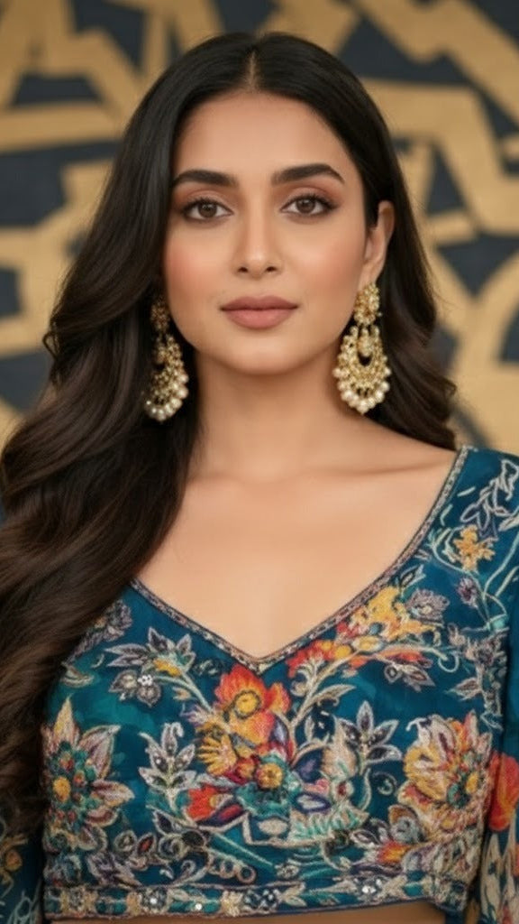 Blue Floral Croptop Sharara