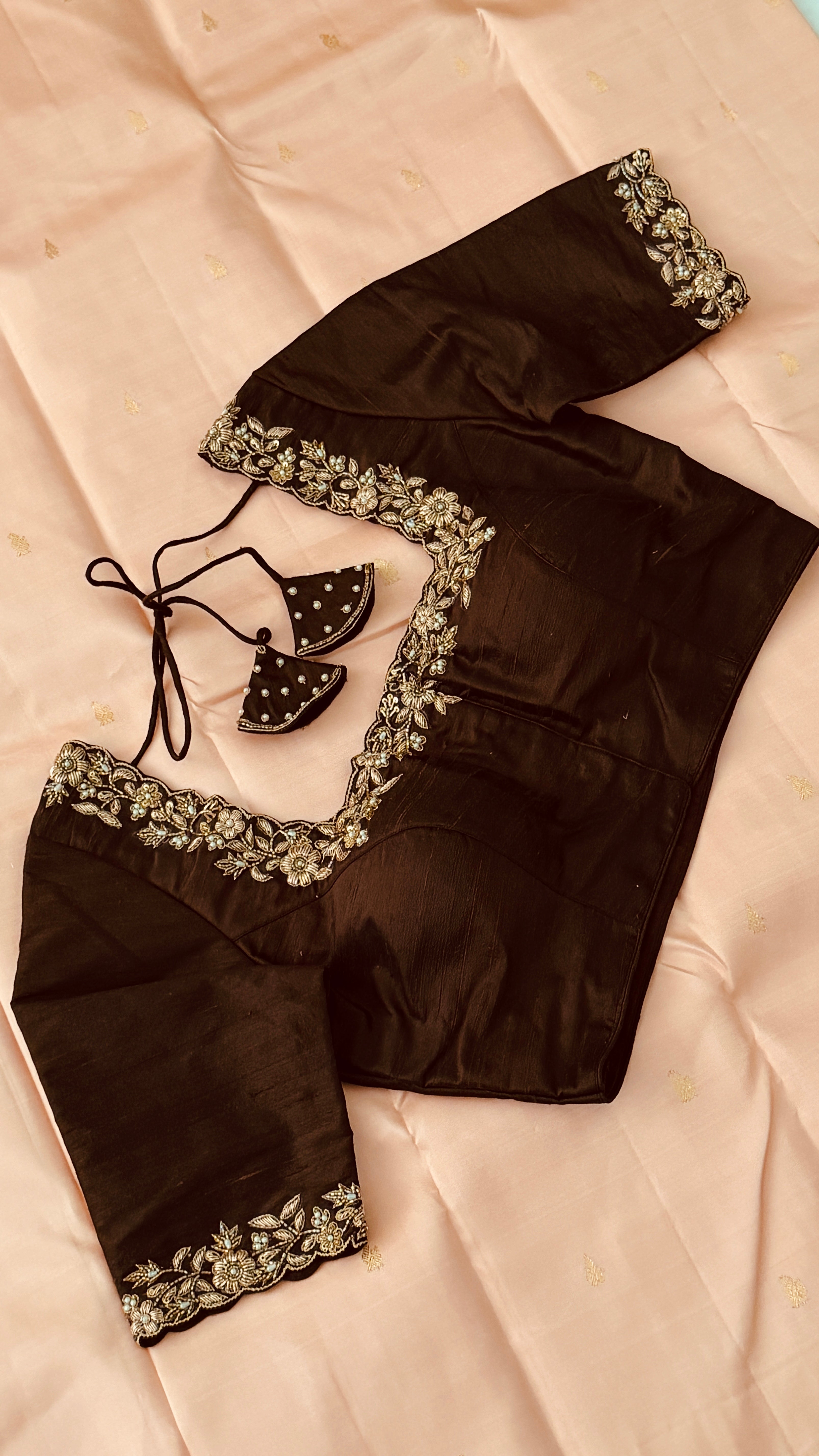 Brown Pearl Floral Blouse