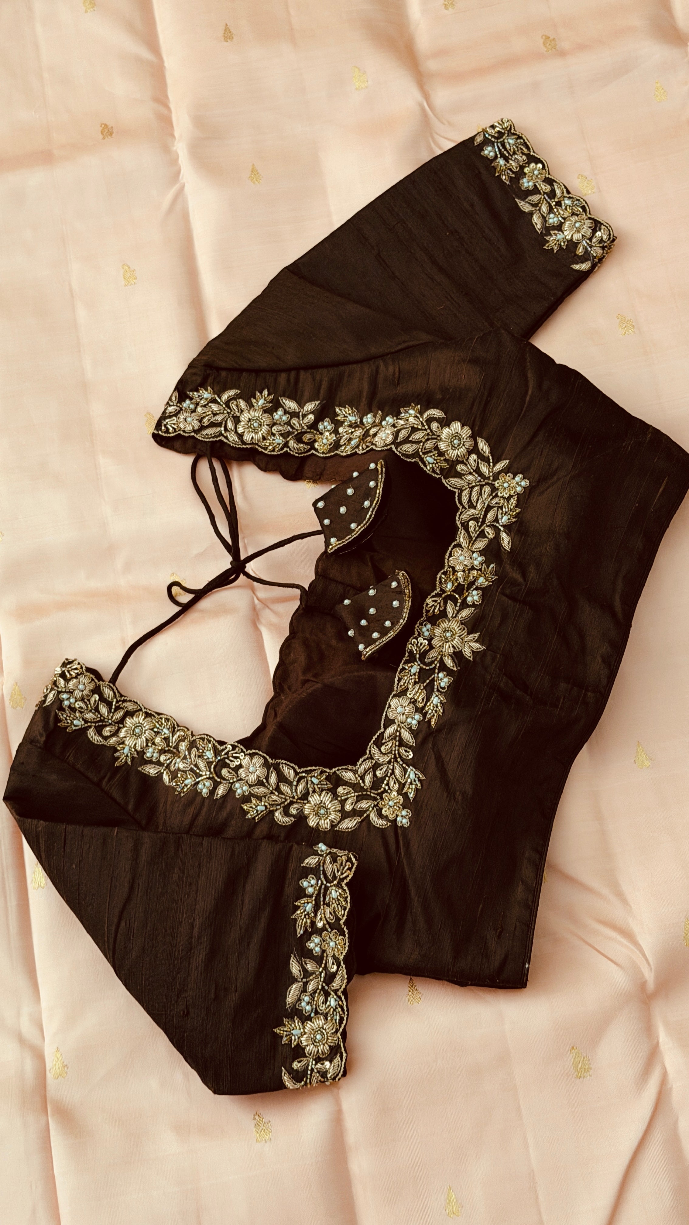 Brown Pearl Floral Blouse