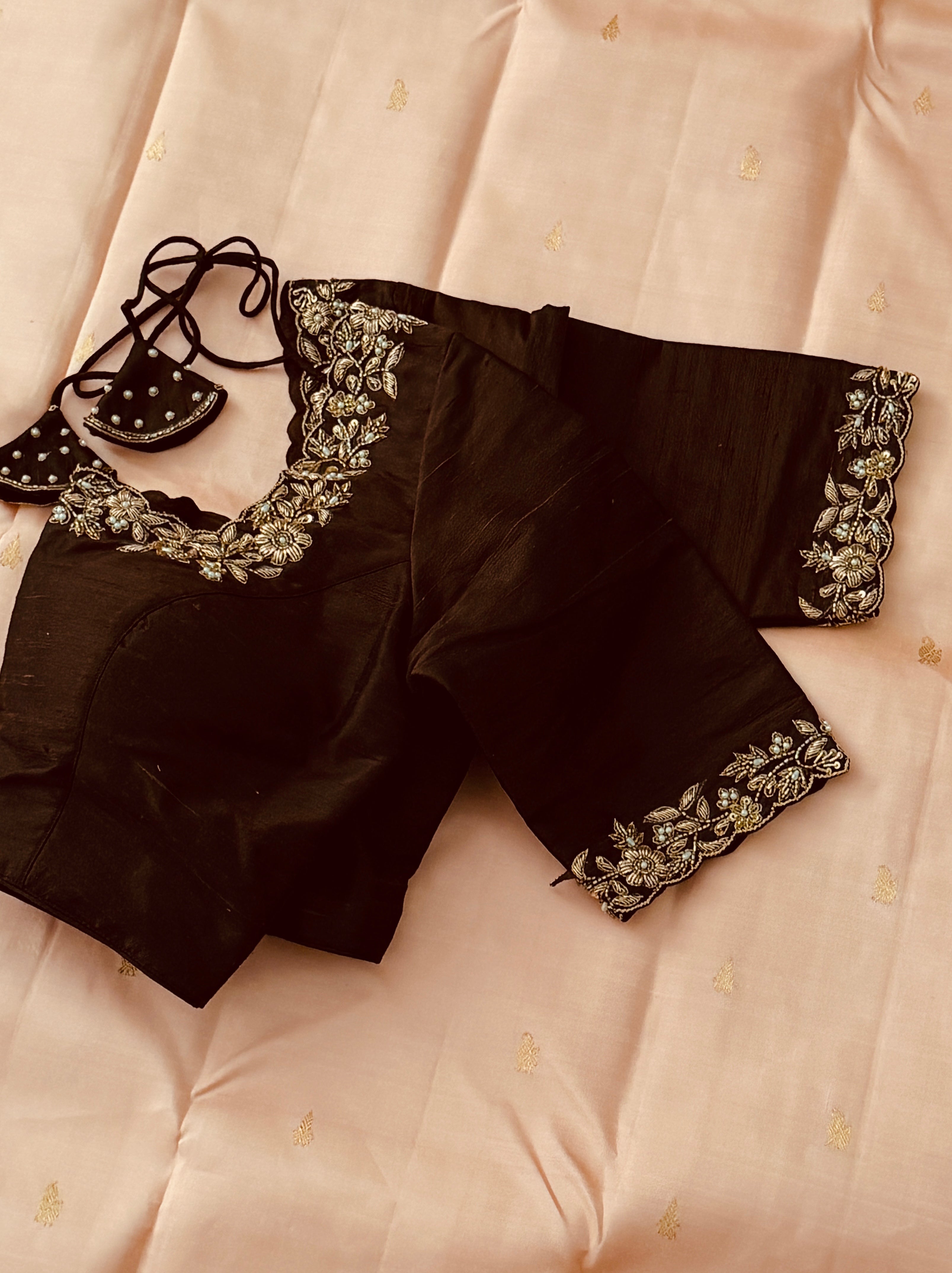 Brown Pearl Floral Blouse