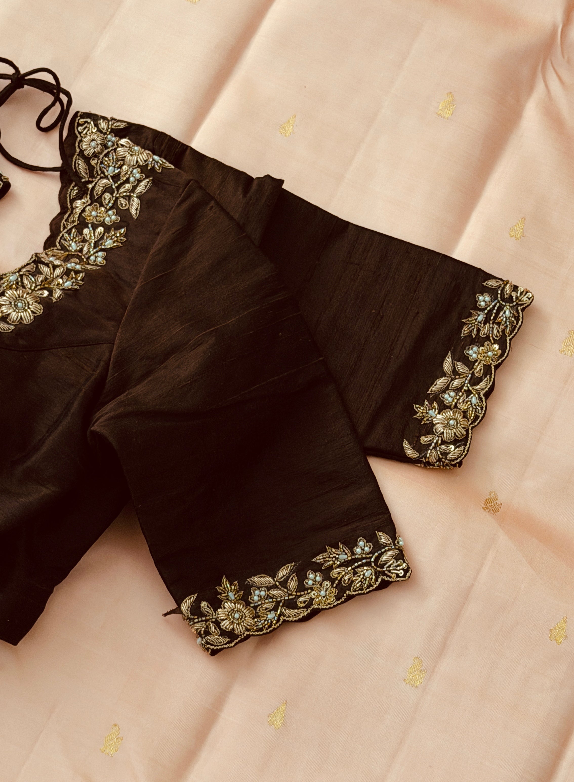 Brown Pearl Floral Blouse