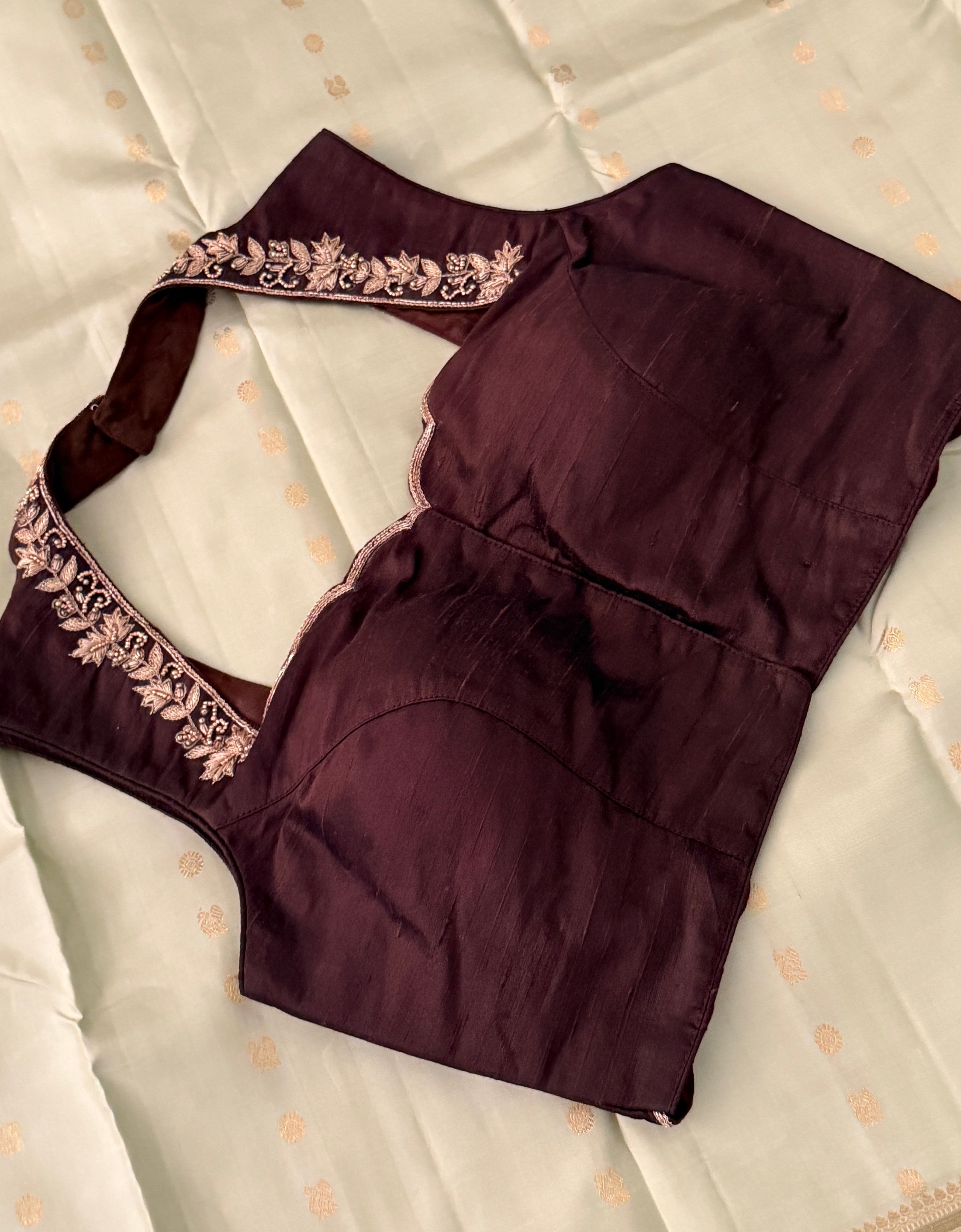 Brown Sleeveless Petal Blouse