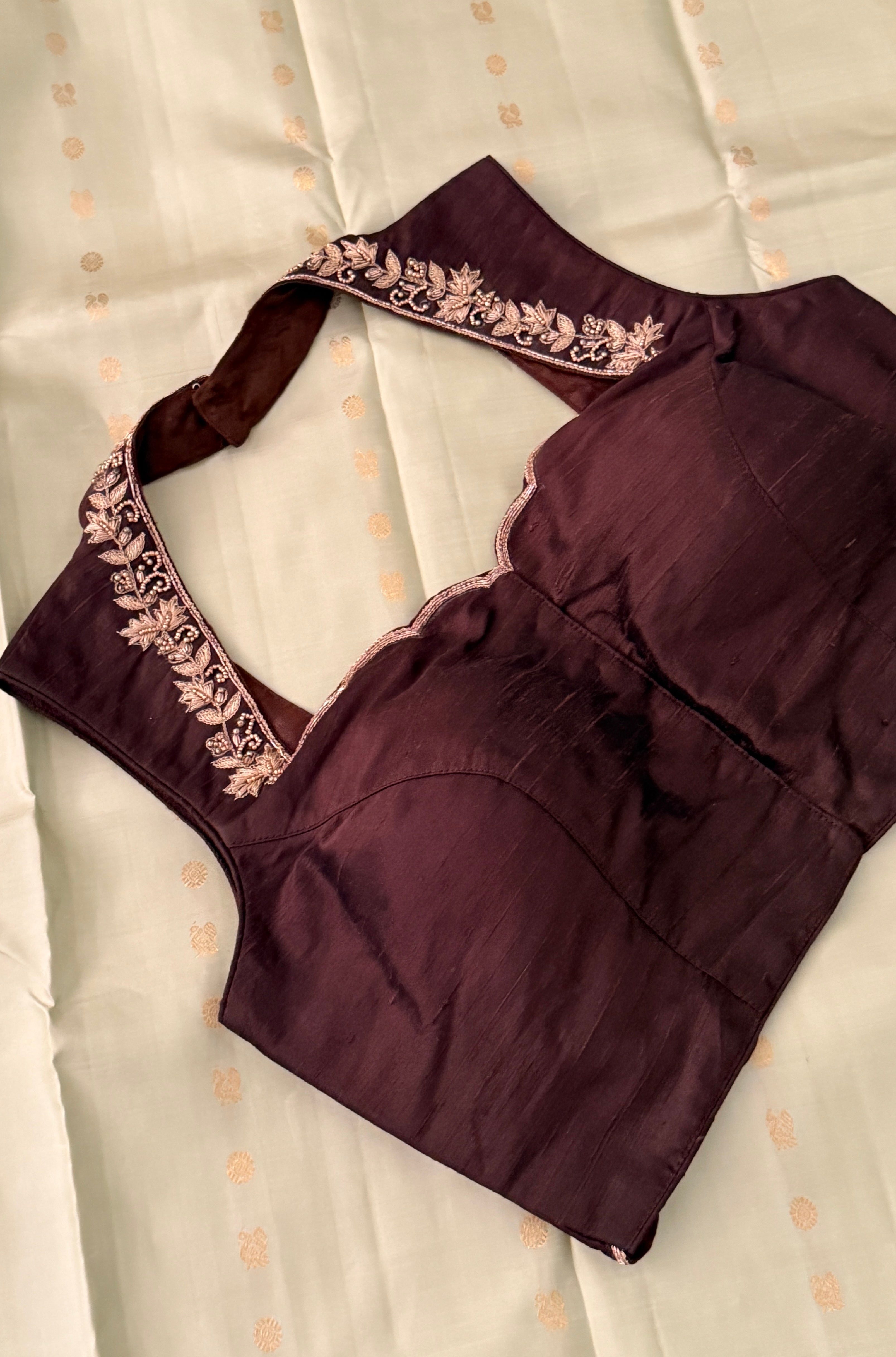 Brown Sleeveless Petal Blouse
