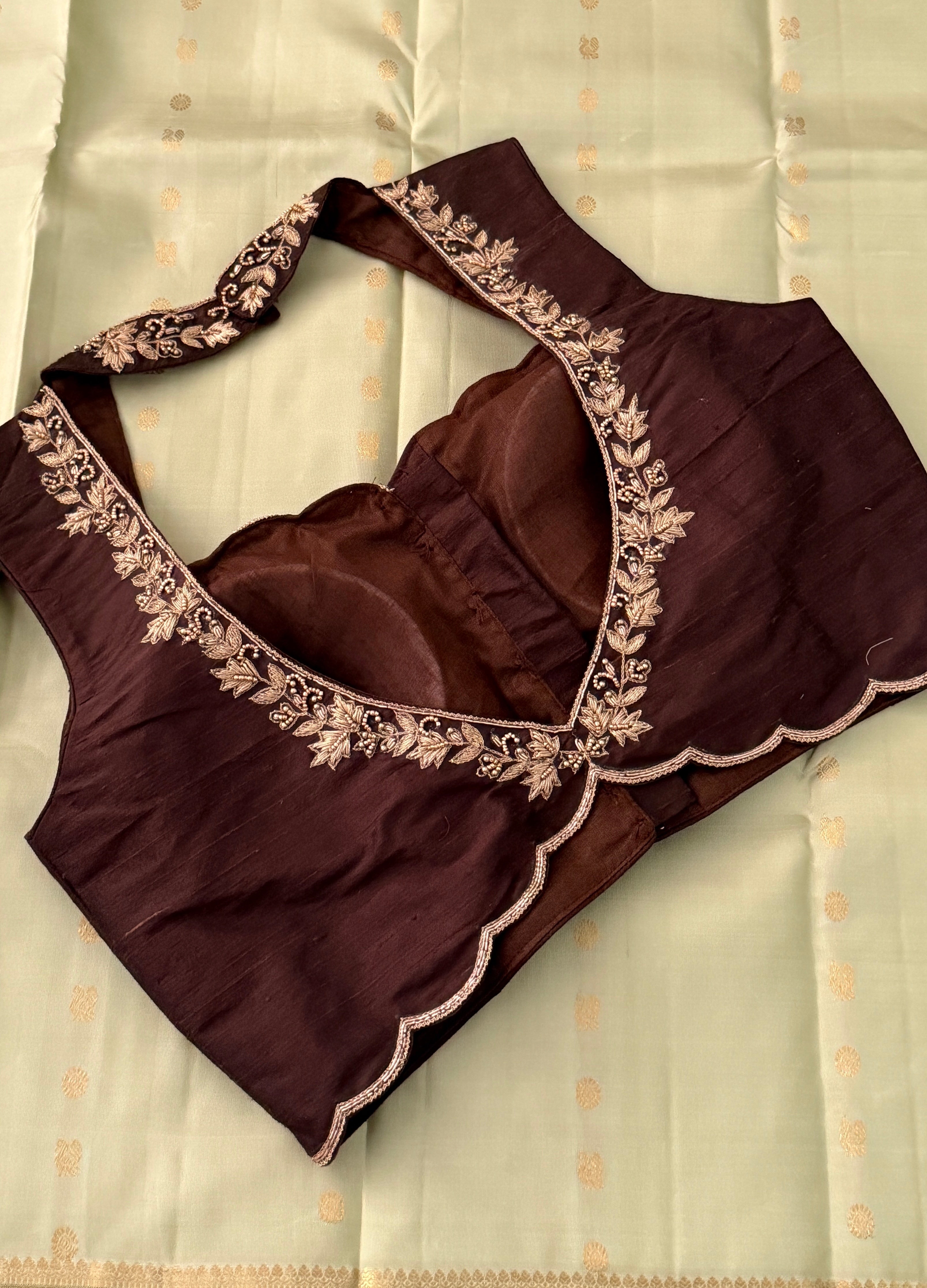 Brown Sleeveless Petal Blouse