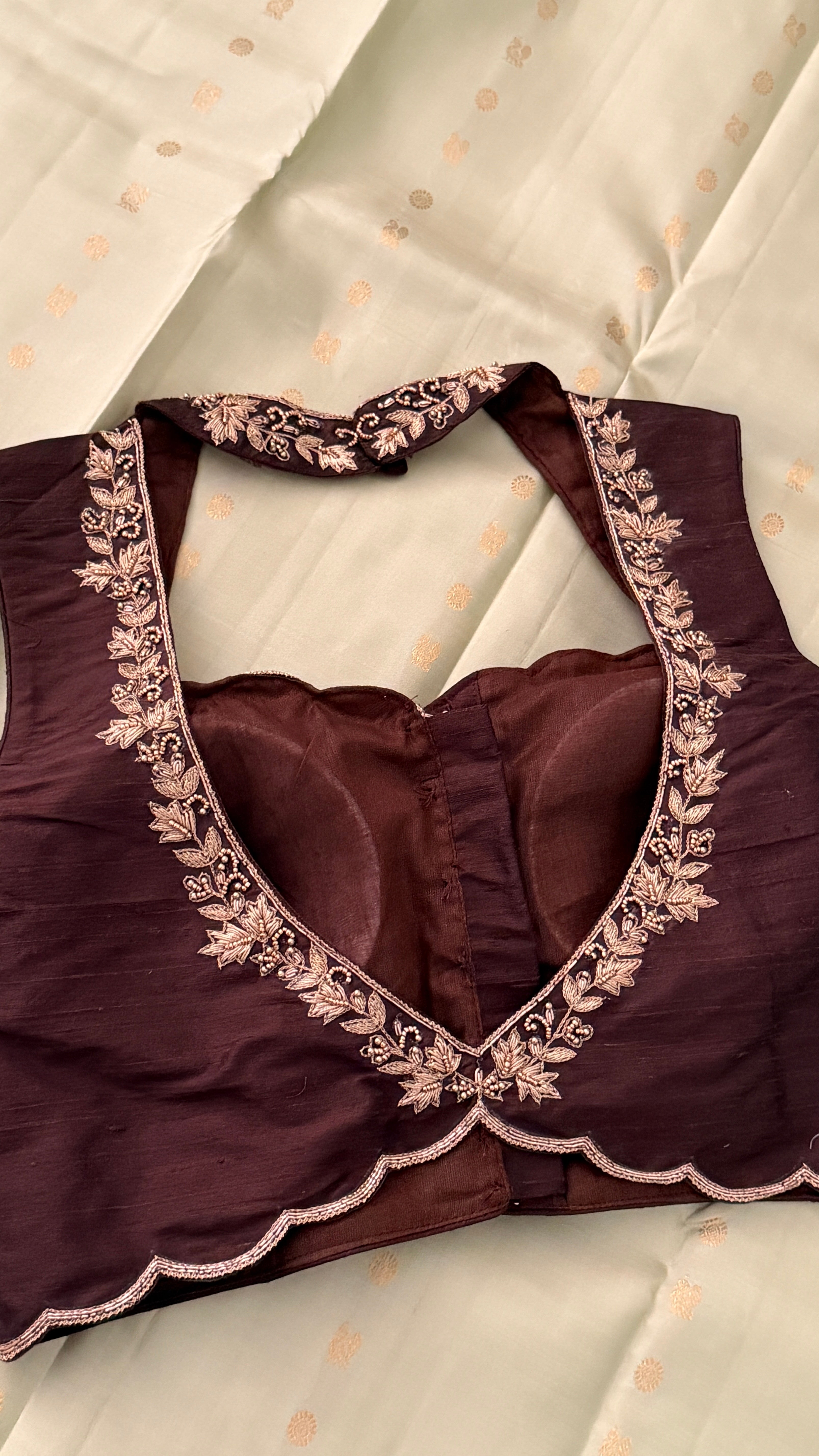 Brown Sleeveless Petal Blouse