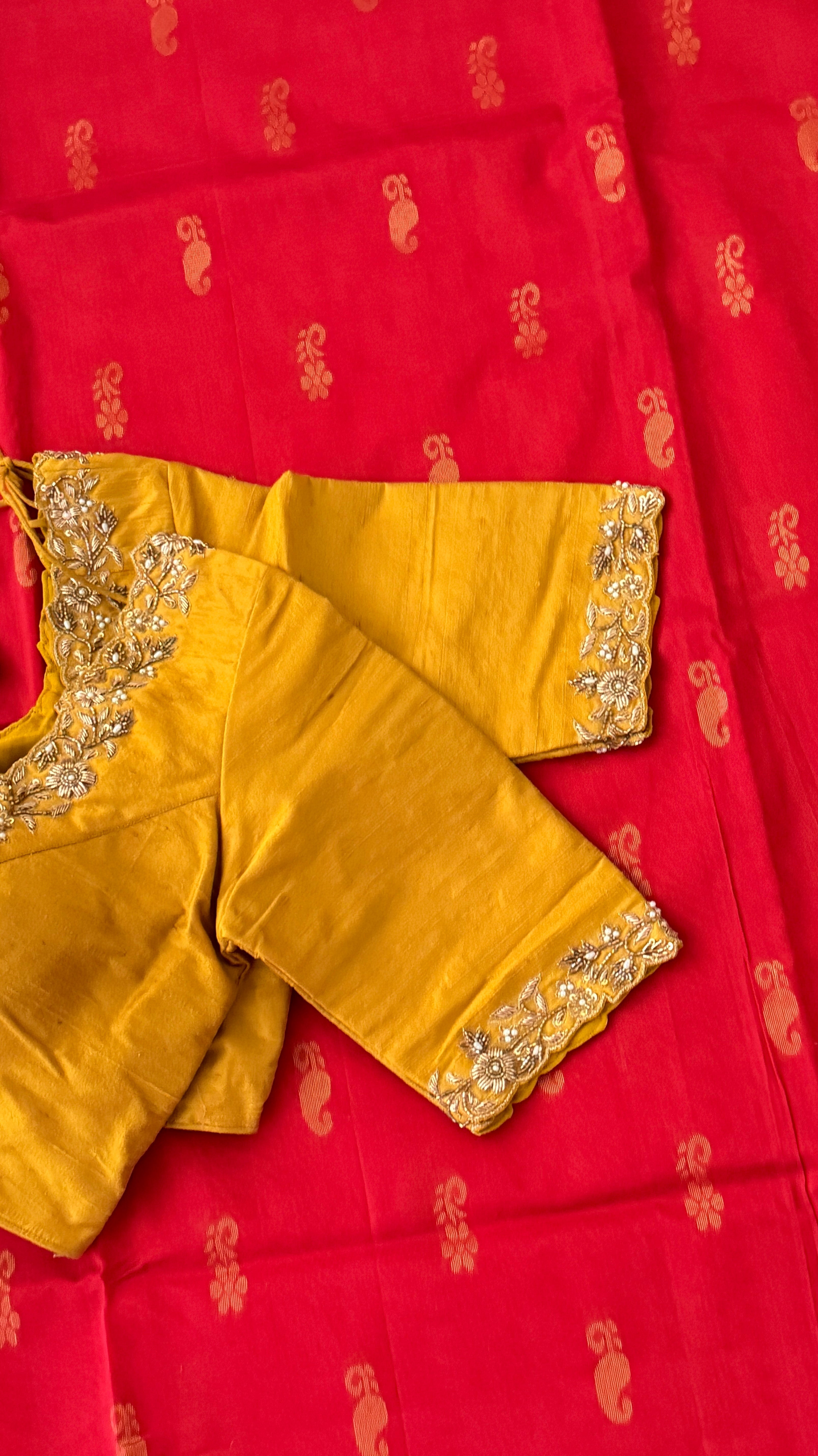 Mustard Floral Pearl Blouse