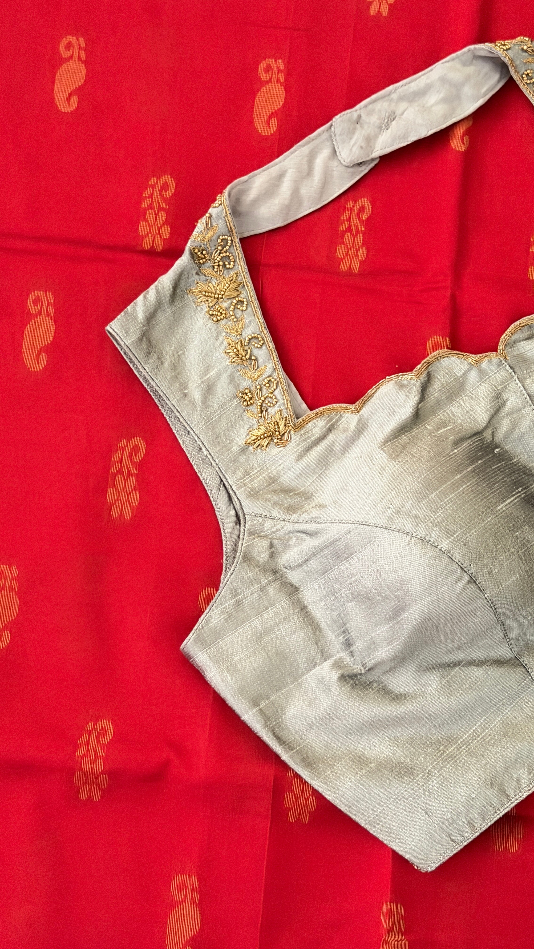 Grey Sleeveless Petal Blouse
