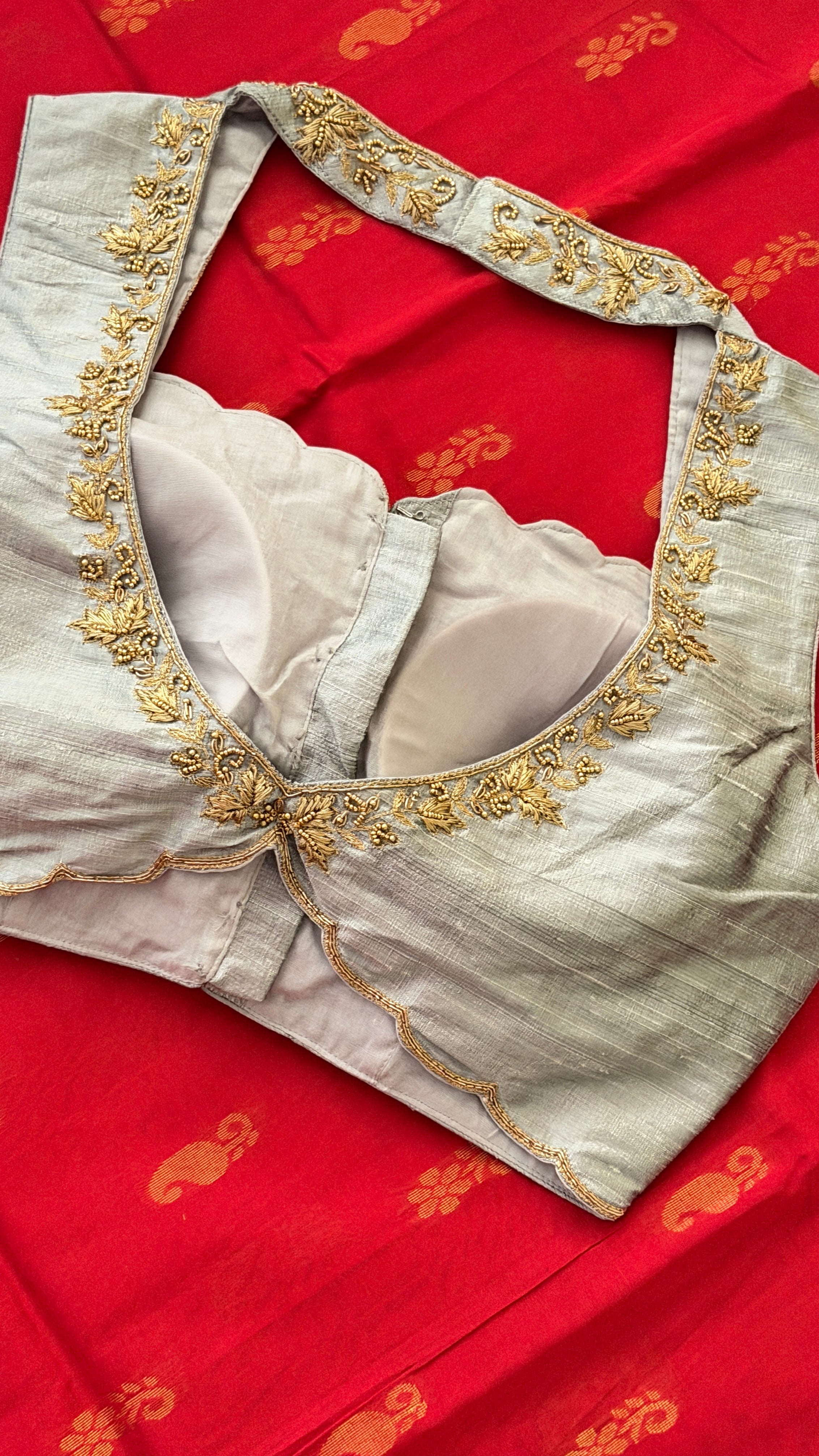 Grey Sleeveless Petal Blouse