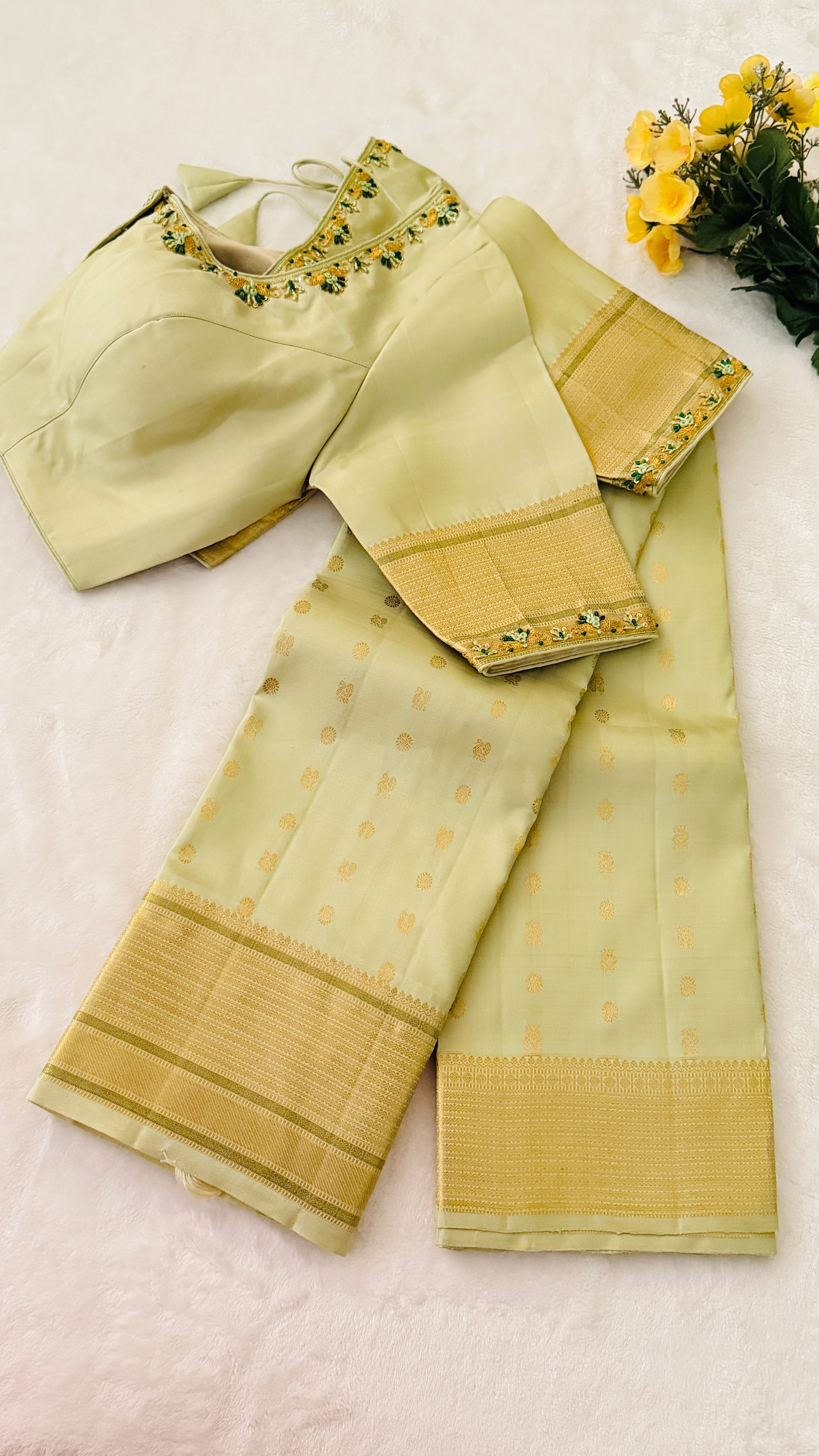 Sage Green Kanchipuram Silk Saree