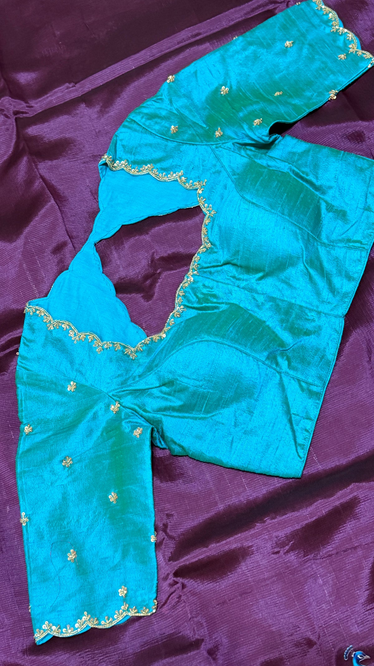 Peacock Blue Raw Silk Blouse