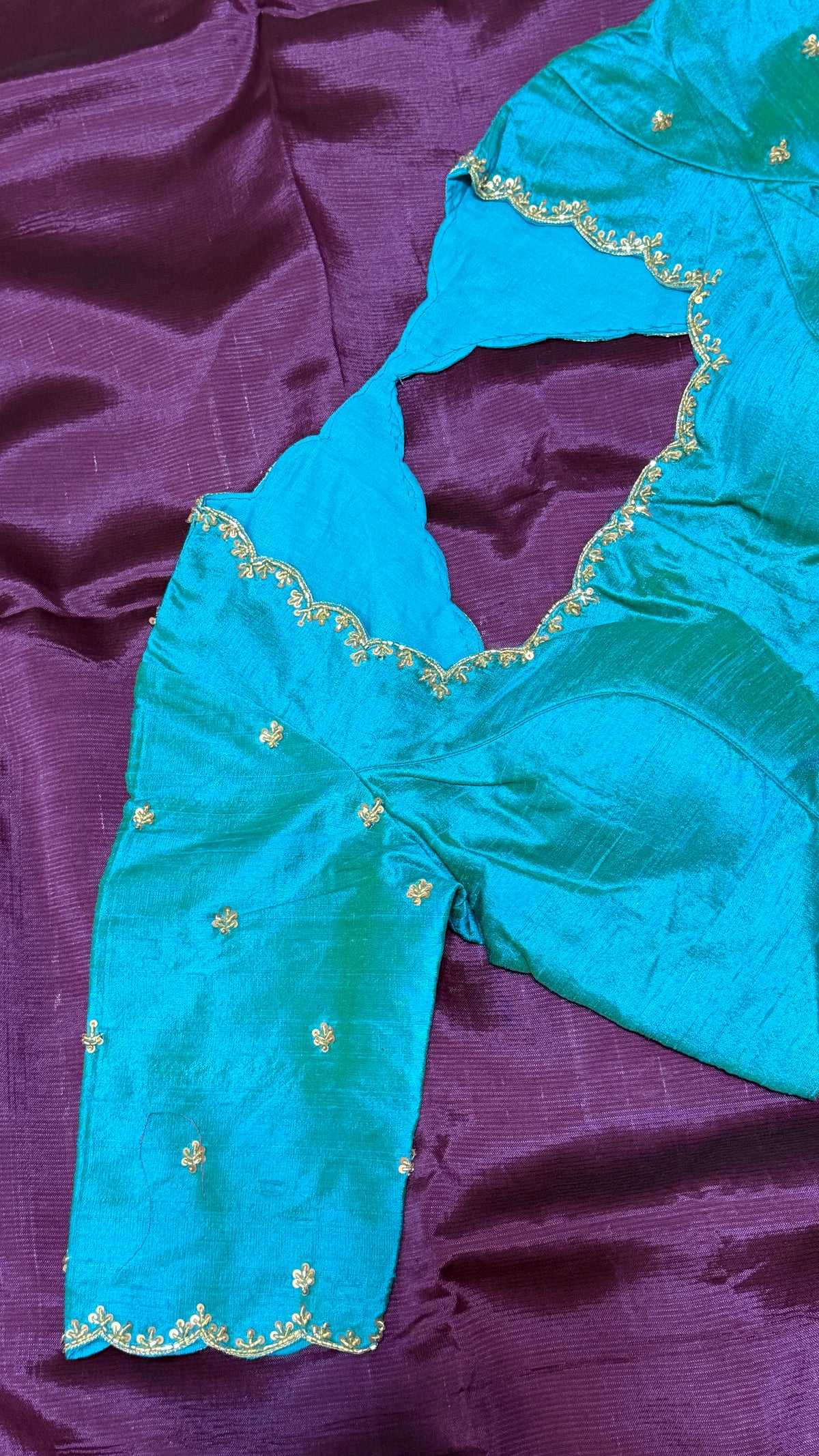 Peacock Blue Raw Silk Blouse