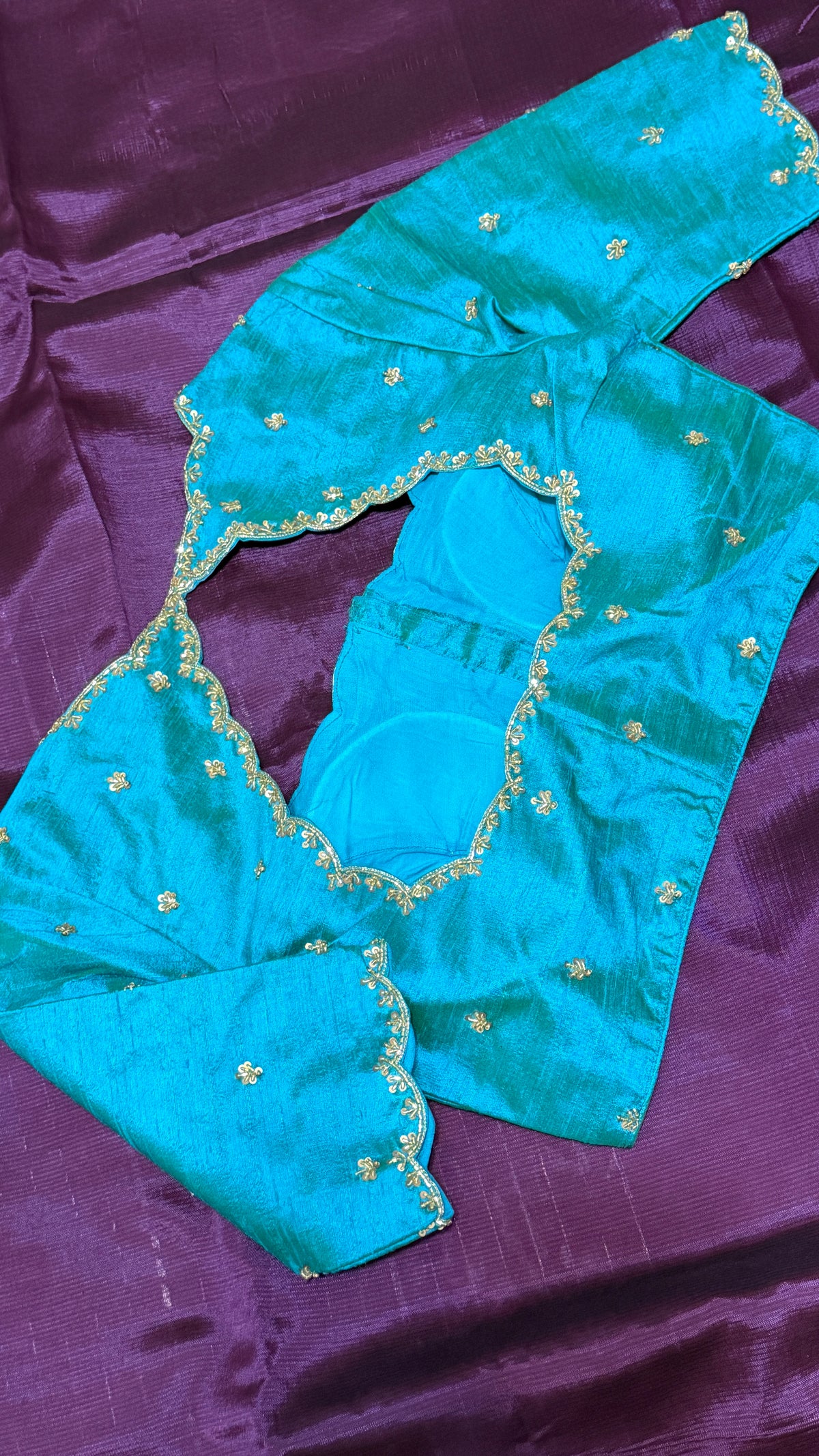 Peacock Blue Raw Silk Blouse