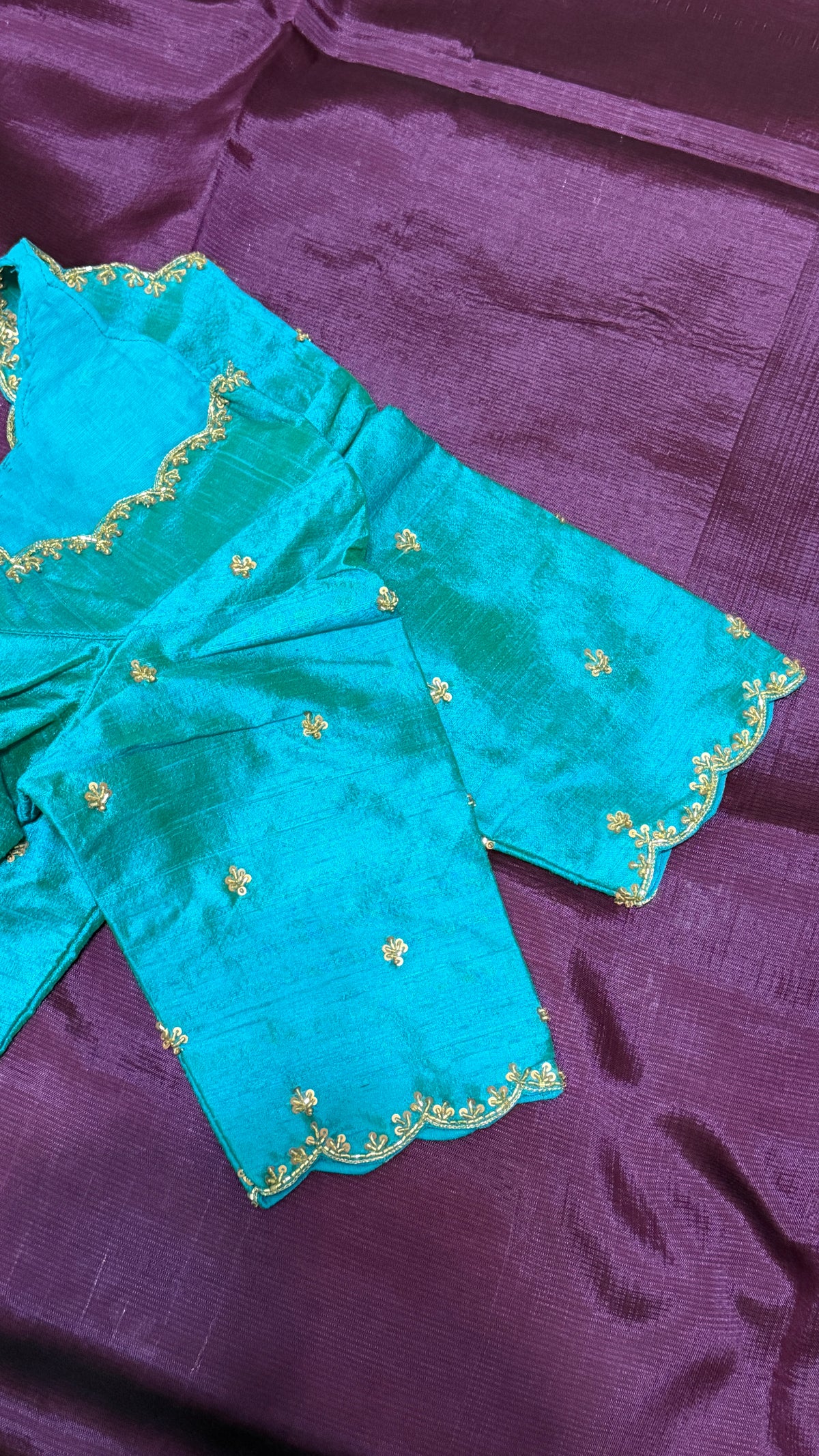 Peacock Blue Raw Silk Blouse