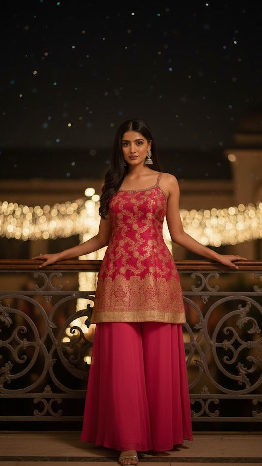 Rani Motif Sharara Suit