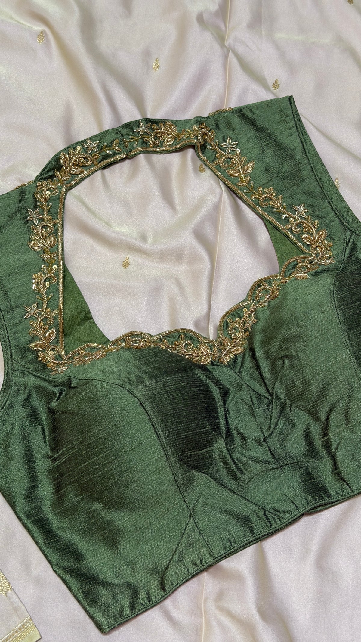 Sage Green Raw Silk Blouse