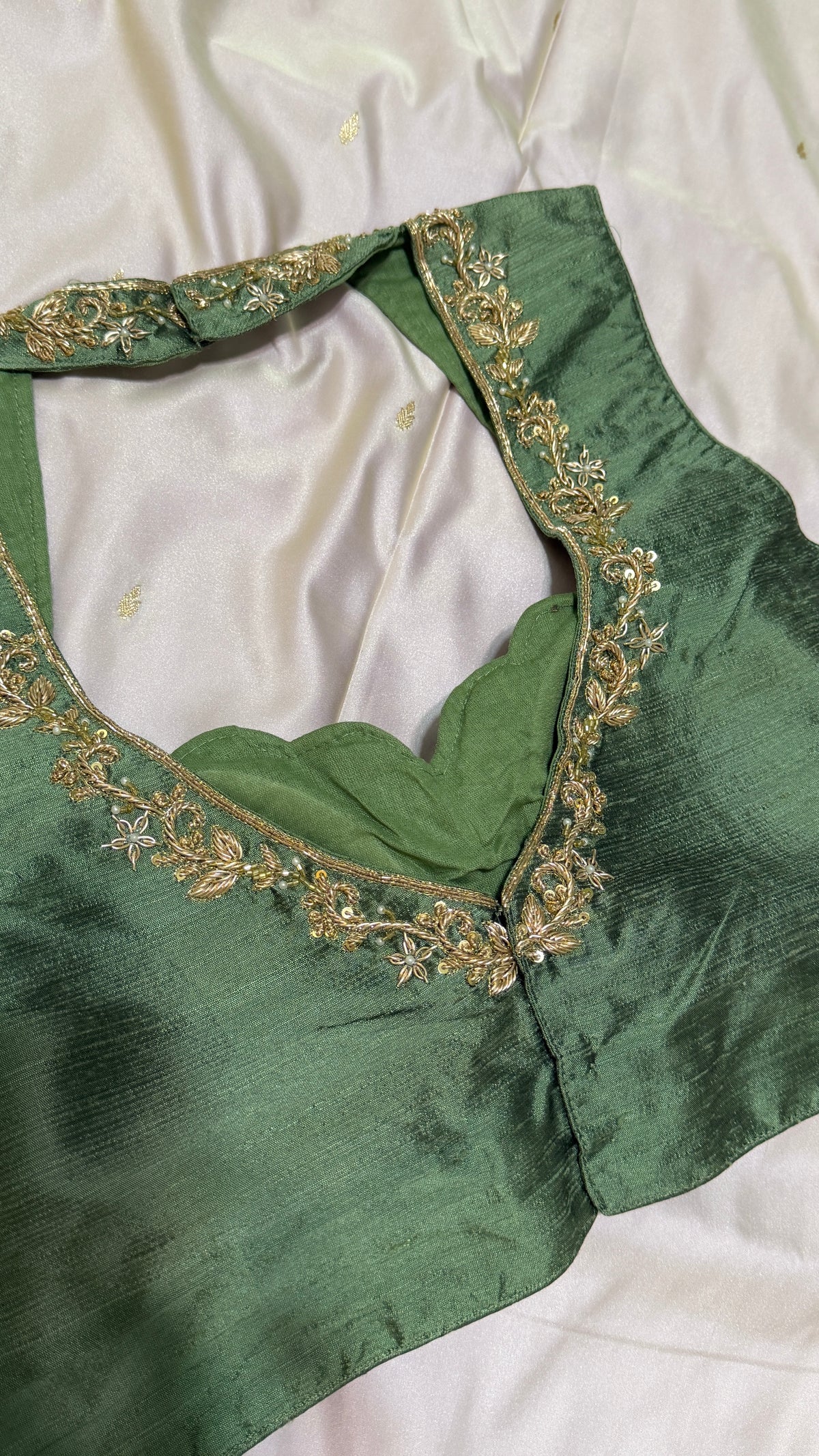 Sage Green Raw Silk Blouse