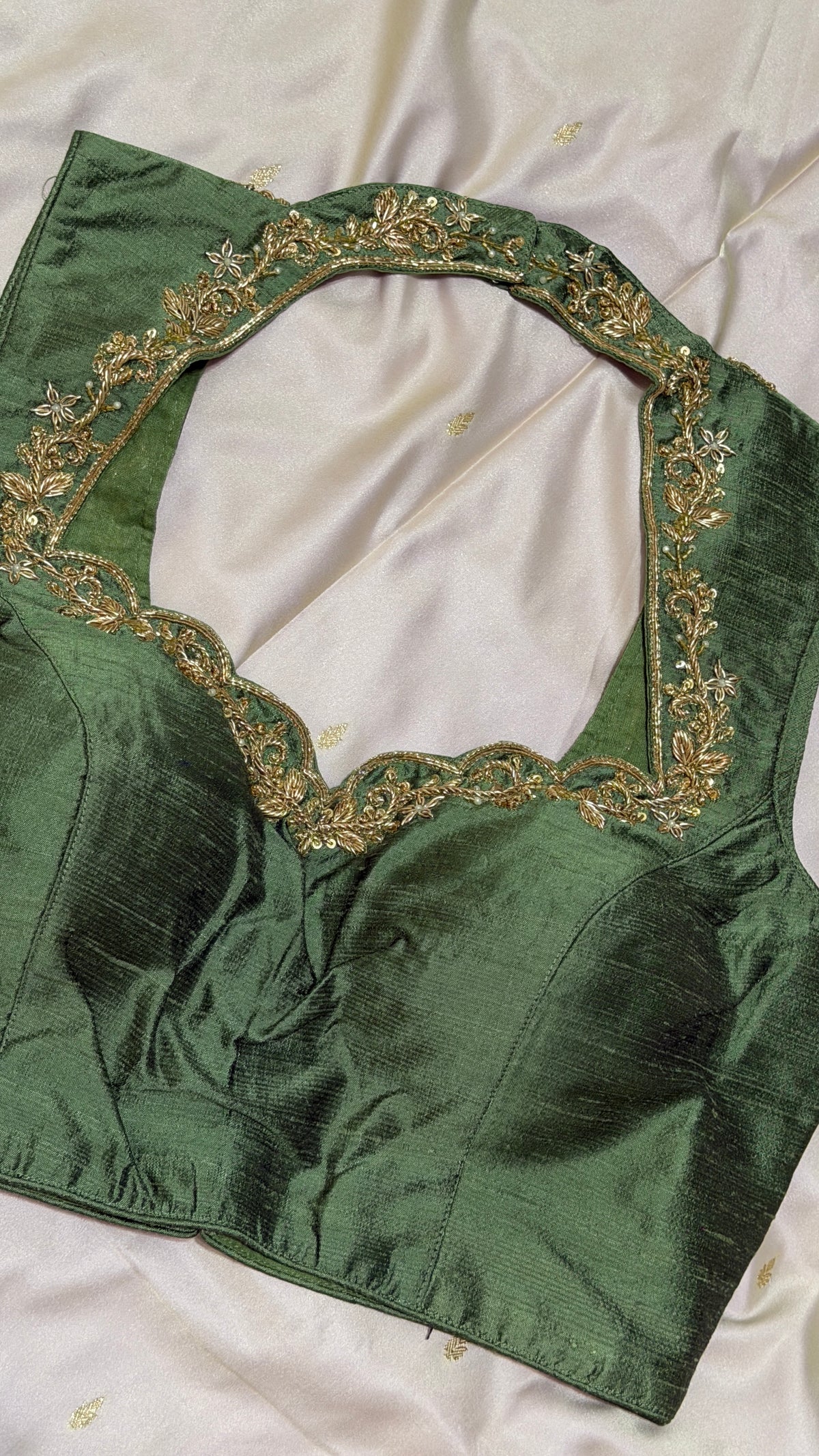 Sage Green Raw Silk Blouse