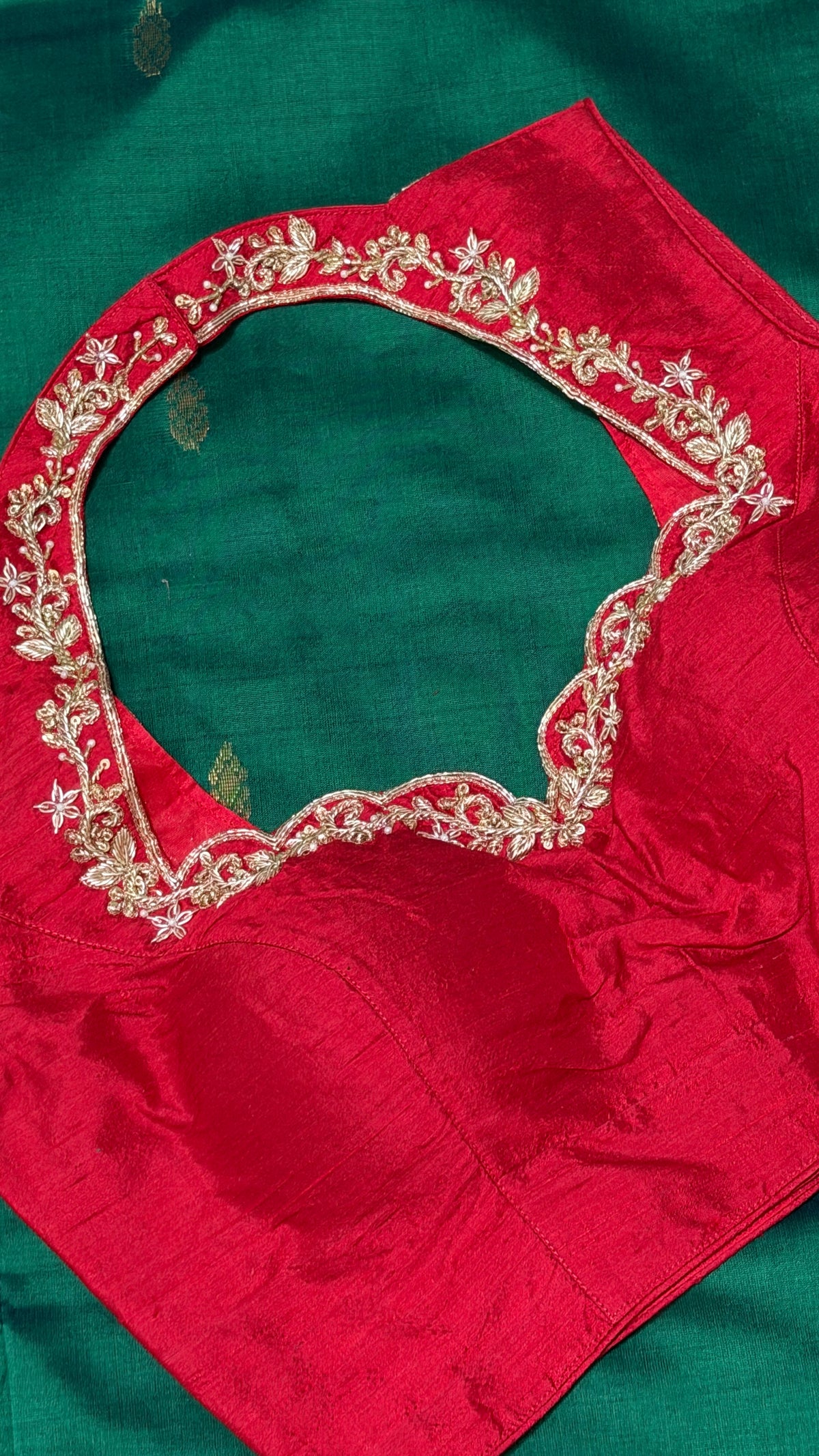 Red Raw Silk Blouse