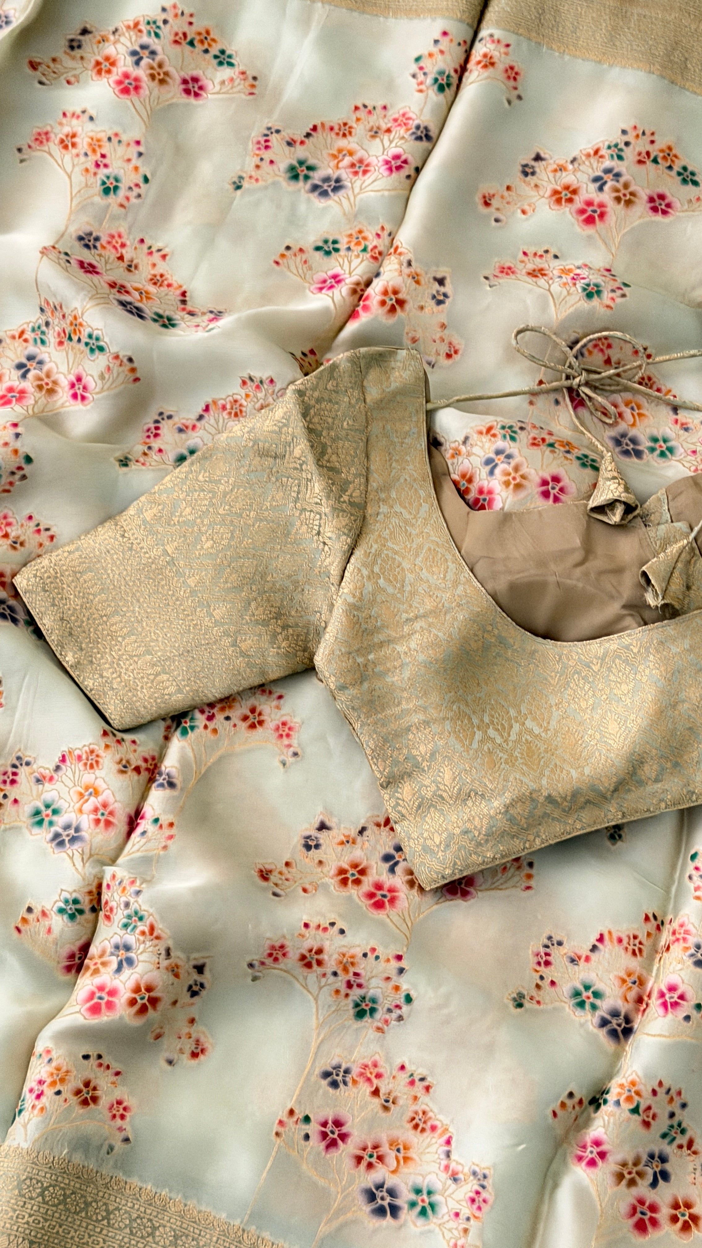 Mint Green Bouquet Banaras Saree