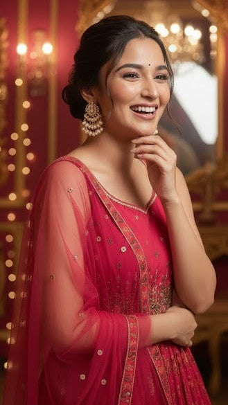 Pink Floral Sequins Gown