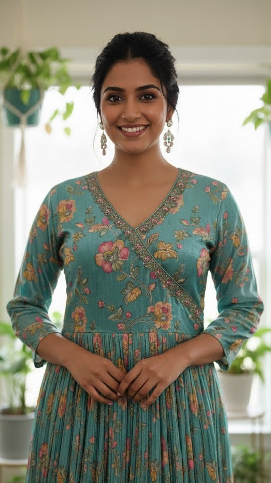Sky Blue Floral Gown
