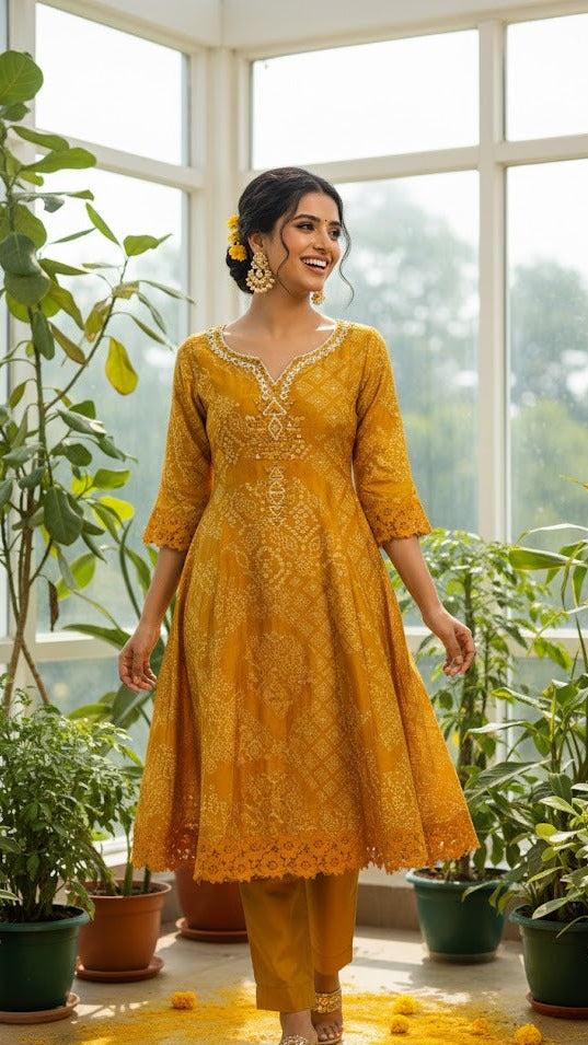 Marigold Embroidered Suit