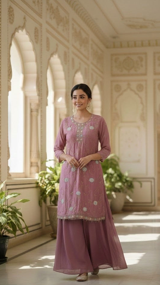 Lavender Floral Sharara Suit