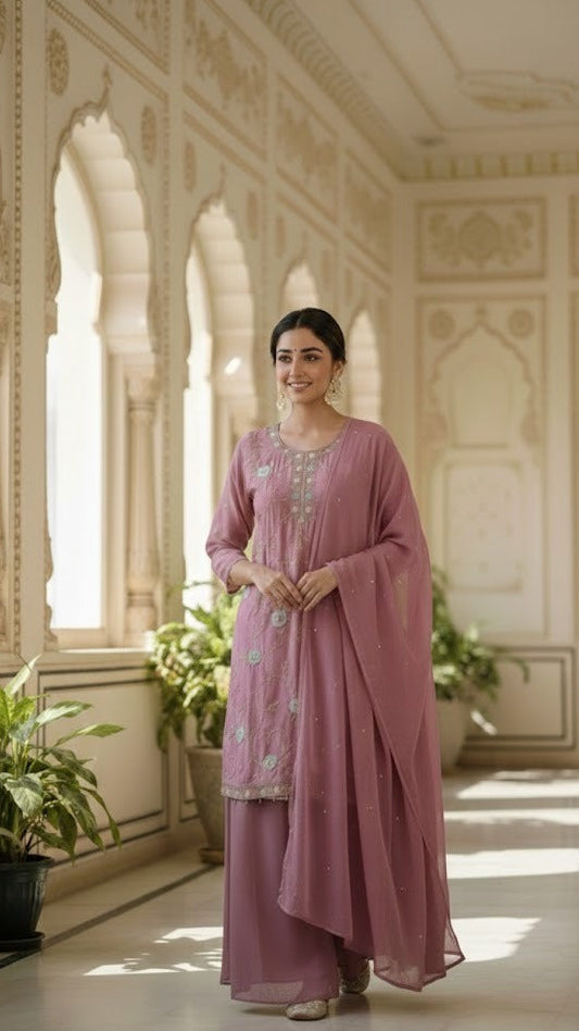 Lavender Floral Sharara Suit